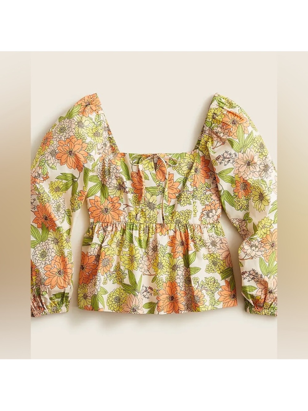 J. Crew Square-Neck Floral Tie-Front Top